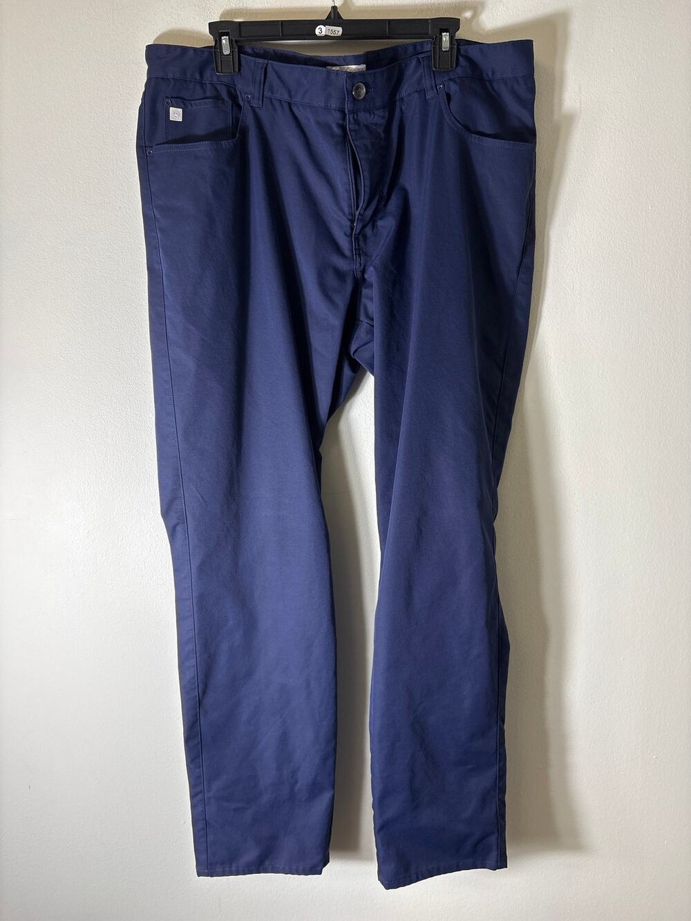 Peter Millar Navy Blue Flat Front 5 Pocket Pants Sz 40/32